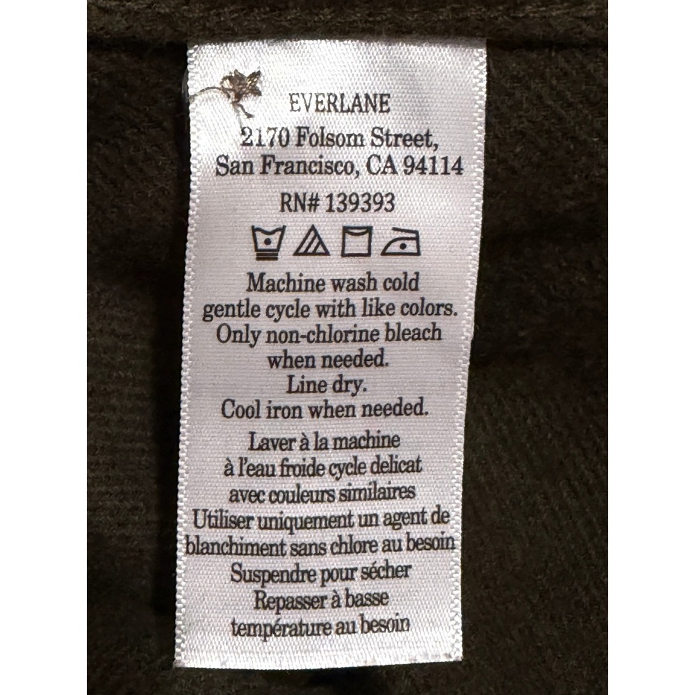 Everlane Mens Organic Cotton Heavyweight Flannel Overshirt Fatigue Green XL - Picture 7 of 10